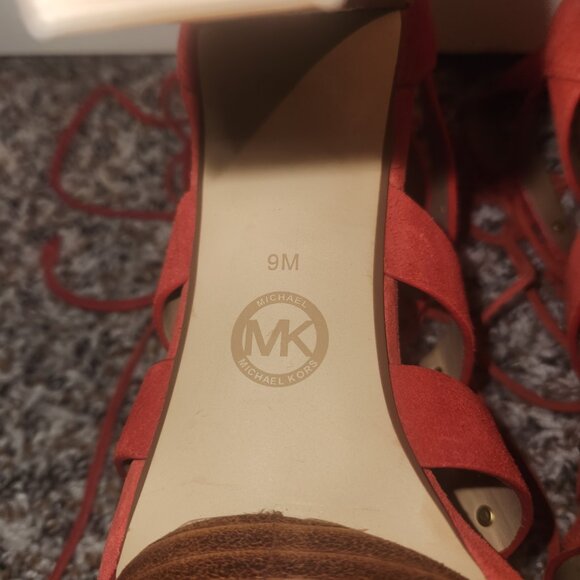 Michael Kors Sofia Platform Sandals Size 9 - Dusty Red Suede - Picture 9 of 11
